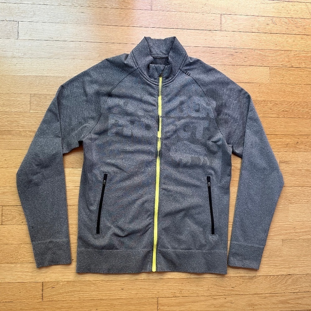 lululemon athletica Men's Heather Gray Jacket with Yellow Zip